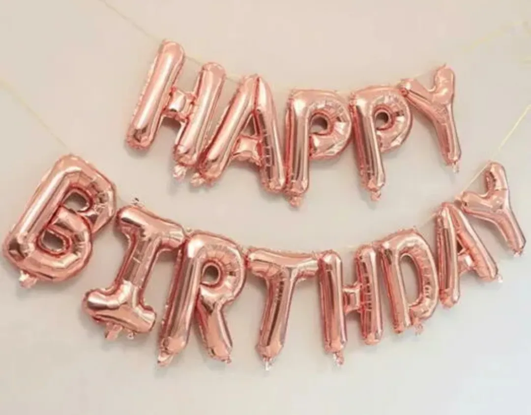 Растяжка «Happy Birthday», розовое золото — фото 1 | Весёлая Затея, Ижевск